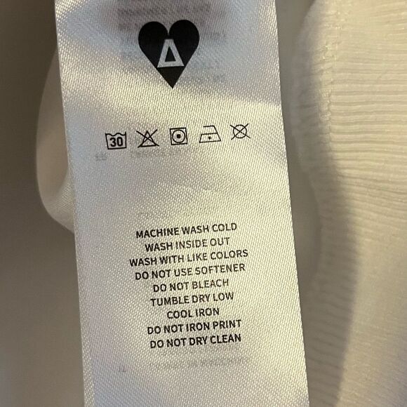 Aelfric Eden Denim Lapel 1/4 Zip Sweatshirt Star front EUC White/Pink SZ XL - Picture 7 of 9